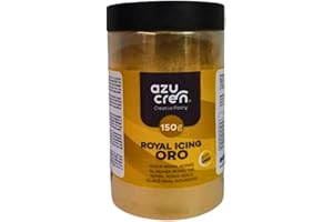 Azucren, Royal Icing para Galletas, Royal Icing Preparado, (Glasa Real), Fácil de Usar, para Decoración de Tartas y Galletas, Bonito Glaseado, Solo Añadir Agua y Listo (150 Gramos, Oro)