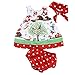 Produktbild URSING Baby O-Hals schön Drucken Säugling Mädchen Wald Prinzessin Ärmellos Knie-Länge Kleid Kurze Hose Hose Stirnband Kleider Set 6 Monate - 3 Jahre alt (Rot, 12M)