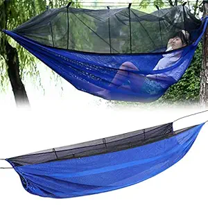 Large Space Anti?Mosquito Anti?Mosquito Hammock, Outdoor Hammock, for Camping Outdoor Outings(Blue)