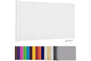 Lingle888 Balkon Sichtschutz PB2 PES blickdichte Balkonumspannung mit Ösen und Kabelbinder 8 Tage geliefert - in div.20 Größen & 14 Farben 420D(Weiß,1.2x6m)