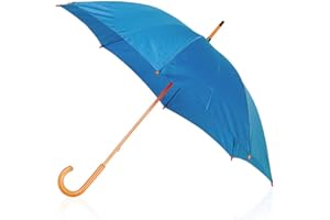 Lote 5 Paraguas Automatico Azul Publiclick, Medidas Ø104X89 Apertura automatica, Madera y Poliester, Paraguas Clasicos Colores (Azul Celeste)