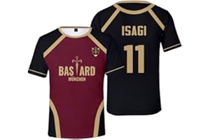 DEXSHUN Seishiro Nagi T-Shirt Anime Isagi Yoichi Cosplay T-Shirt de Football à col Rond Style Manga Haut de Sport pour Homme et Femme