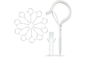 CARVE IDEAS 10 Pièces Crochets À Vis, Crochets À Vis Avec Verrouillage, Crochets De Plafond Pour Paniers À Plantes, Nichoirs, Carillons Éoliens Et Lumières, Crochets Muraux Pour Intérieur Et Extérieur Blanc