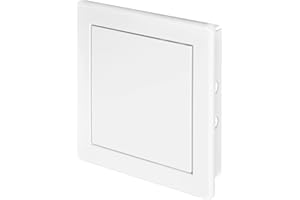 Awenta 150 x 150 mm Plastic Access Panel Door - White Opening Flap Cover Plate - Inspection Hatch - Door Latch - Concealed Hinge - Removable Door - Paintable Smooth Surface (6 x 6 Inches)
