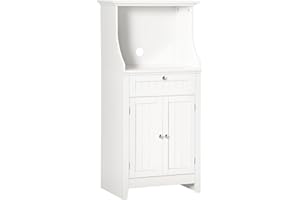 HOMCOM Mobile Cucina per Microonde e Piccoli Elettrodomestici, Mobile da Cucina con Supporto per Forno Microonde, Cassetto e Armadietto 2 Ante con Ripiano Regolabile, 60x40x122.5 cm, Bianco