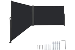 Froadp Markiza Boczna Wysuwana, Wytrzymała Poliester, Osłona Prywatności Ochrona Przeciwsłoneczna i Wiatrochron, Nieprzezroczysta, Roleta Boczna na Balkon, Taras i do Ogrodu(160x600cm, Antracyt)