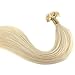 100 Strands 18" 20" 22" Pre Bonded U Tip Human Hair Extensions Keratin Nail Remy Hair Straight Long for Women Beauty, 18"-50g, #60 Platinum Blonde