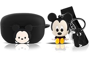 Silikonowe etui do Sony WF-1000XM5 zatyczki do uszu 2023, XMBYGY karykatura, etui do ładowania, etui ochronne z uroczym breloczkiem do kluczy dla lalek i smyczą na klucze (Mickey)