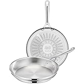 Tefal Jamie Oliver - Set de 2 Sartenes 24/28 cm, Apto inducción, sin revestimiento antiadherente, Thermo-Fusion, apto lavavaj