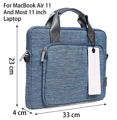 STONG ShockProof Neoprene Laptop Sleeve Hülle(11,6, 13.3, 15.4Zoll) Laptop Tasche Schultertaschen Schutzhülle Ultrabook Tasche für Apple Macbook Air 11, Macbook 12, Lenovo Miix 310 Yoga Book (11.6 Zoll, Blau) - 2