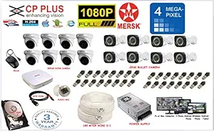 MERSK CP Plus 16 Ch HD Dvr and Full HD (4MP) CCTV Camera Kit with (All Required Accessories) Note : No Installation Service