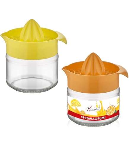 Spremiagrumi Manuale In Vetro Con Filtro | Per Limoni, Arance, Lime | Capacità 300ml, Base Antiscivolo | Gadget Cucina Sano