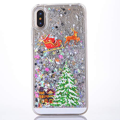 Preisvergleich Produktbild Yobby Treibsand Flüssigkeit Samsung Galaxy Note 8 Handyhülle,3D Niedlich Glitzer Hülle [Weihnachten Baum Serie] Slim Funkeln Kristallklar Weich TPU Stoßfest Rückseite Schale-Grau