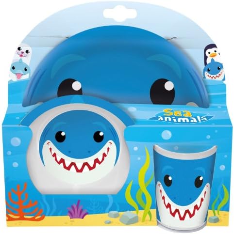POS 22953 – Breakfast Set 3 Piece Shark Kit: Plate, Bowl &amp; Mug