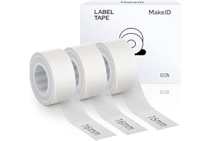 ‎MAKEID MakeID Etikettenband Kompatibel für L1/ Q1/ E1 (16mm x 4m) Selbstklebendes Kunststoff als Schriftbänder 3 x Transparent