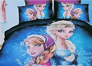 Riftree Glace Cotton Kids Favourite Character Cartoon Print Double Bedsheet with 2 Pillow Covers (F0, Multicolor)