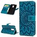 Produktbild ToneSun Xiaomi Pocophone F1 Hülle Case, Leder Filp Wallet Handyhülle Flipcase: Sonnenblume Multifunktionale Tasche Cover Brieftasche Schutzhülle in Blau
