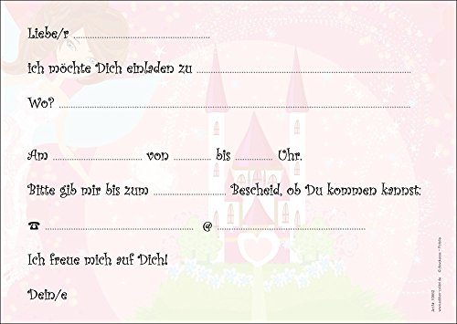 12 Prinzessinnen-Party-Einladungskarten (10662) zum Mädchen Kindergeburtstag von EDITION COLIBRI © – umweltfreundlich, da klimaneutral gedruckt - 3