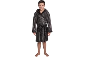 Slumber Hut® Garçons Robe de Chambre Polaire Chaud pour Les Enfants Vêtement de Nuit - Bleu Marin ou Gris - Taille 7 à 13 Ans