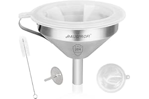 HAUSPROFI Imbuto in Acciaio Inossidabile da 15 cm con Filtro a 200 Mesh di Sforzamento del Setaccio Setaccio per Il Trasferimento di Ingredienti Liquidi