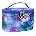Voberry®1 Pcs Women Lady Travel Cosmetic Bag Makeup Fashion Flower Series Portable Cosmetic Bag (Navy)