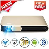 WOWOTO DLP Mini Beamer 3D Full HD LED Projektor 3500 Lumens Unterstützt 1080p mit Metallkapselung Android 4.4 OS WiFi HDMI