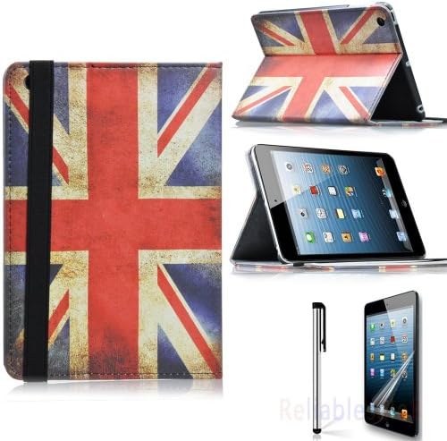Eallc New Retro Vintage Union Jack Leather Stand Case Cover for Apple iPad Mini with Magnetic Sleep Wake Sensor + Free Screen Protector &amp; UK free Delivery