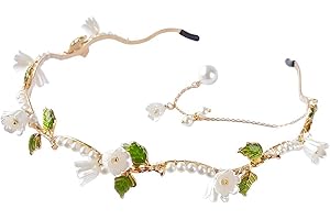 KSOIQPU Blume Perle Quaste Haarband，Fashion Temperament，GoldHaarschmuck，Geburtstagsgeschenke，Hochzeit Braut Haar Kopfbedeckungen Festzug Kleid Haarschmuck für Frauen und Mädchen