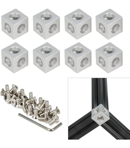 Befenybay 20 stuks geëxtrudeerd aluminium profiel 2028 hoekhouder rechthoekig voor 6 mm sleuf aluminium extrusieprofiel 2020-serie (2028-zilver-20