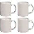 ECVV 4Pcs Plain Ceramic Coffee Mugs,Ceramic Coffee Cups, Classic Drinking Cups with Handles, Mugs for Cappuccino, Espresso, Latte, Cocoa, Milk, Tea, Mug DIY Gifts (White)