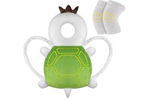 Vicloon Protector de Cabeza para Bebe, Cojín Protector Seguridad Bebe con Rodilleras, Ajustable Almohada Protección Bebe, Protección para Cabeza y Espalda del Niños para Gatear y Caminar-Tortuga
