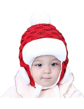 Ababalaya Unisex Baby Strickmütze Baby Mädchen Wintermütze Pelzkugel Gestrickt Wolle Winter Warme Baby Strickmütze...
