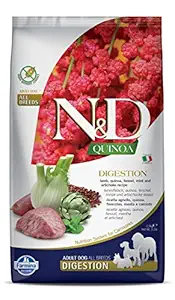 FARMINA N&D Quinoa Digestion Dry Dog Food, Grain-Free, Adult Breed, 2.5-kg, Lamb Mint and Fennel