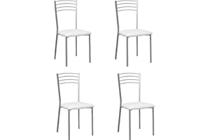 Shiito | Pack de 4 Sillas de Cocina | Asientos de Polipiel Blanco | Modelo SINTRA