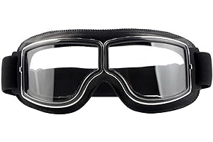 Goldyida Occhiali da moto da casco retrò occhiali da aviatore moto motocross goggle antivento occhiali da moto in pelle PU occhiali da sole vintage moto
