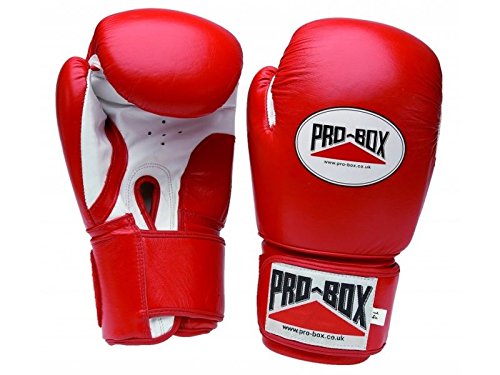 Pro Box Boxing Gloves Super Spar Leather Sparring Training - Red