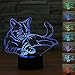 Produktbild 2019Katze 3D Nachtlicht Touch Tisch Schreibtischlampe, 7 Farbwechsel optische Illusion Lichter mit Acryl Flat, ABS Basis, USB Ladegerät für den Urlaub