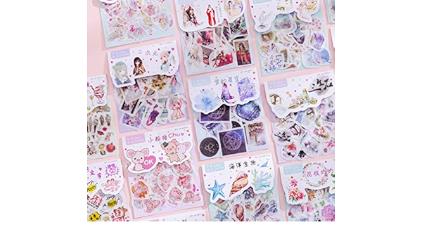 kawaii journal sticker sheets cute korean label aesthetic stickers handmade stationery scrapbooking40pcs amazon co uk jewellery