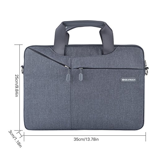 Laptop Notebook Schultertasche, EKOOS Business Aktenkoffer Tasche Hülle Sleeve Einfache Stil Wasserdichte Nylon Stoff Notebook Sleeve für Macbook Air / Pro Retina, Microsoft Surface Pro 4/3, Ultrabook, Netbook (13.3, Grau) - 7