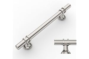 Amerdeco 10 Stück Möbelgriffe Gebürsteter Nickel, 128mm Lochabstand, Schrankgriffe, Küchengriffe, Schubladengriffe für Küchenschränke und Kleiderschränke UK0002