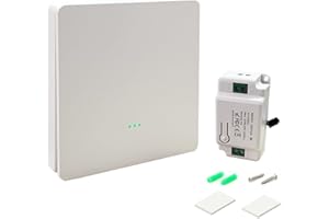 Bkiyougo Wireless Light Switch With Remote Control - RF433MHz Radio Transmitter Wall Switch, No Wiring With Small Receiver to Remotely Control Your Light