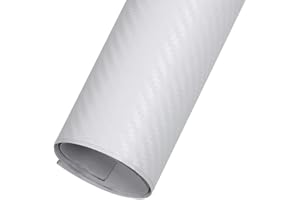 EBILUN Film Autocollant en Fibre de Carbone 3D à Petite Texture pour Voiture Blanc 200 x 30 cm