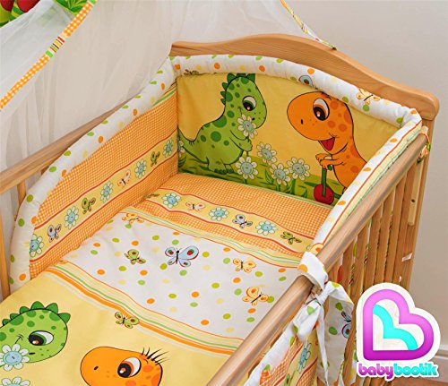 6 Pcs Baby Cot Bedding, 180 Padded Thick Bumper + Terry Sheet, 120x60 cm - Pattern 18