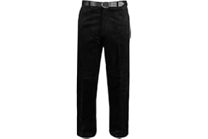 MyShoeStore Mens Cord Trousers Corduroy Formal Office Smart Cotton Trouser Casual Classic Business Work Dress Flat Front Pants with Pockets Size 30 to 50