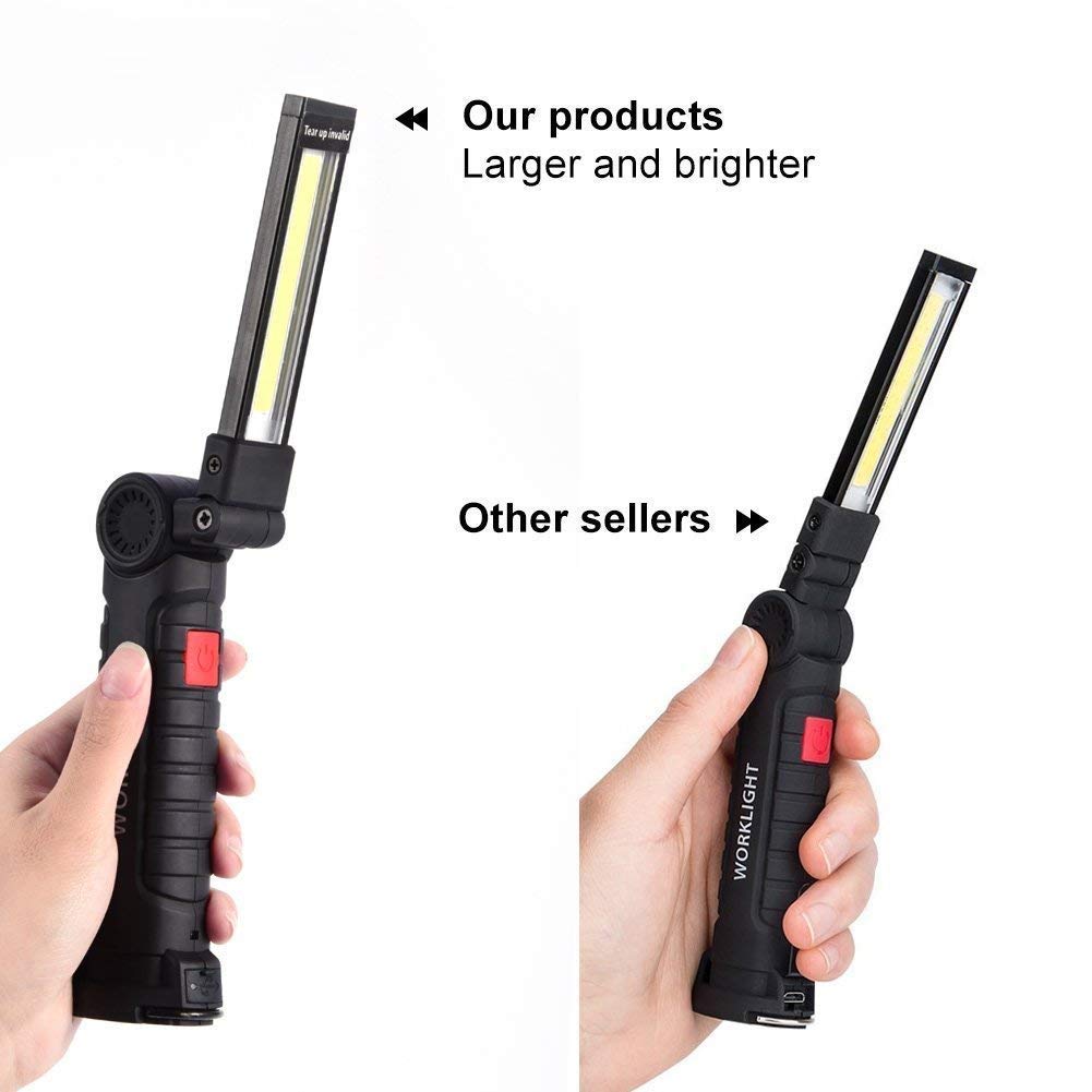 Lampada da Lavoro 800LM Ultra Luminoso, USB Ricaricabile COB Lampade di Ispezione, Lampada portatile con Base Magnetica… - immagine 7