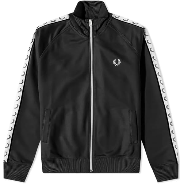 Fred Perry Tapped Track Jacket Carbon Blue, Czarny, S