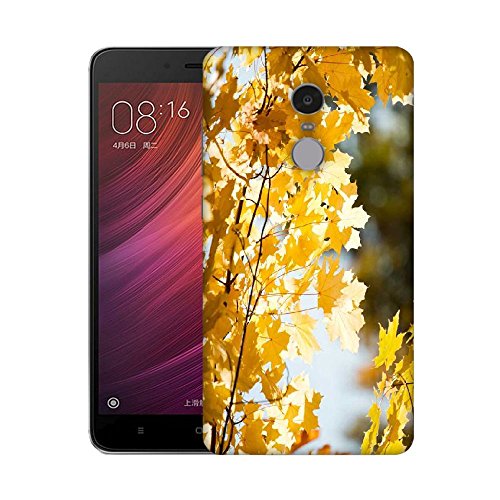 Snoogg Orange Leaves Designer Protective Phone Back Case Cover for Xiaomi Redmi Note 4