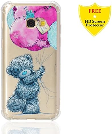 Galaxy A3 2017 Case + Free HD Screen Protector,idatog® Colorful Design Soft Silicone Gel Skin Cover Case Flexible TPU Creative Case Bumper Shockproof Anti-Scratch Protective Back Cover For Samsung Galaxy A3 2017 (Bear)