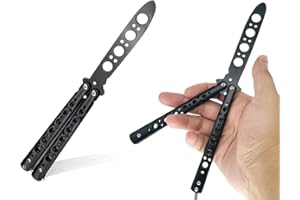 Lhbwhiz Butterfly Knife for Practicing, Butterfly Trainer with Unsharpened Blade Practice Knife, Not Sharp Blade for Beginners (Black)