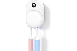 MISIRUN Esterilizador de Cepillos de Dientes con Luz UV-C, Calefacción y Secado por Ventilador – Estuche Portátil Recargable con Gancho de Pared, para 2 Cepillos, Ideal para Hogar, Viajes y Parejas